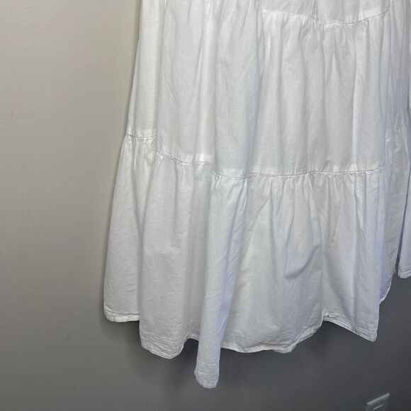 PETER SOM Tiered Dress Womens 4 White Tie Strap V-Neck Sleeveless A-Line Cotton - Picture 10 of 12